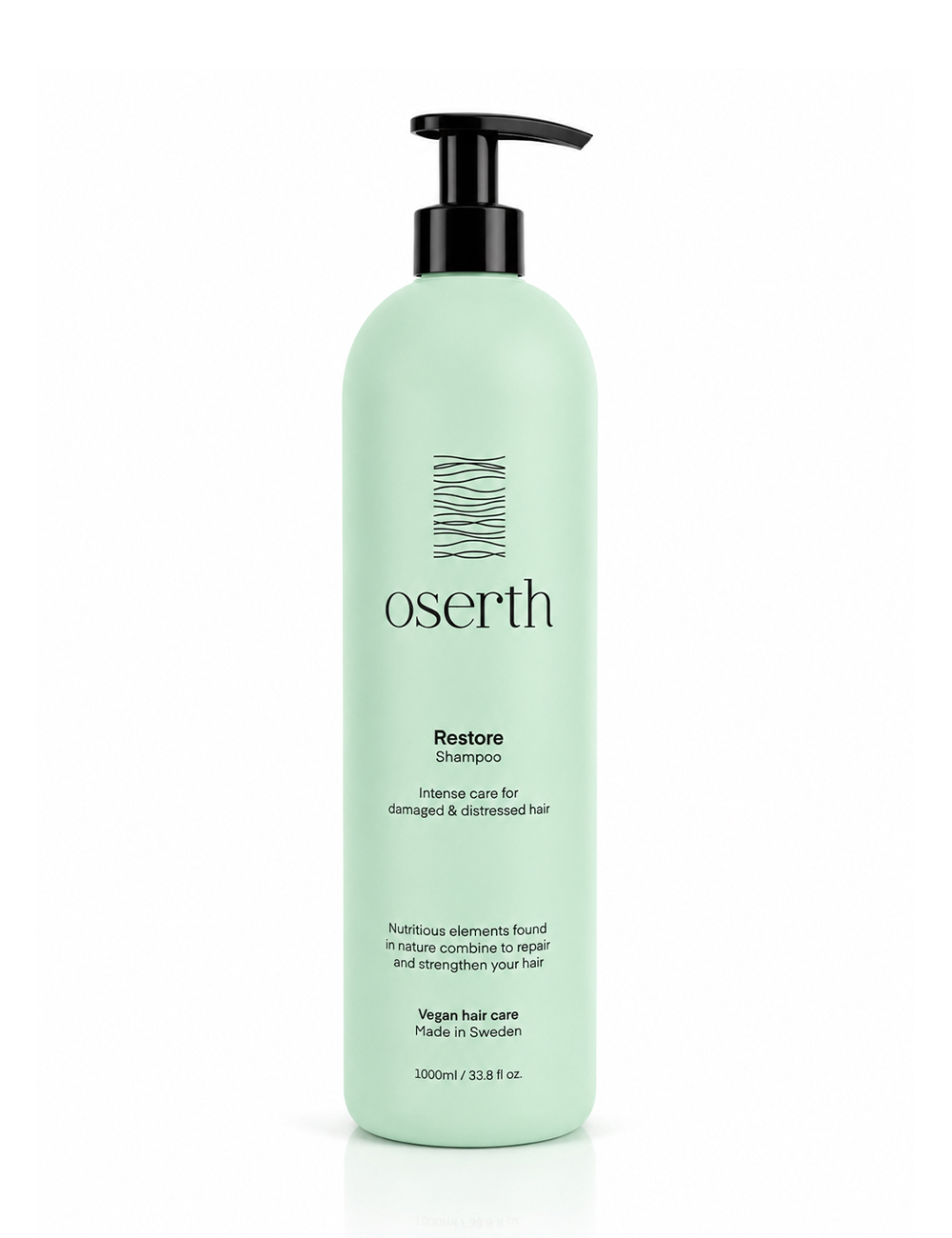 شامپو Oserth Restore ، ساخت سوئد، مناسب موهای خشک، آسیب‌دیده، رنگ‌شده و دکلره. شامپوی ترمیم‌کننده، آبرسان و وگان برای موهایی نرم، سالم و درخشان