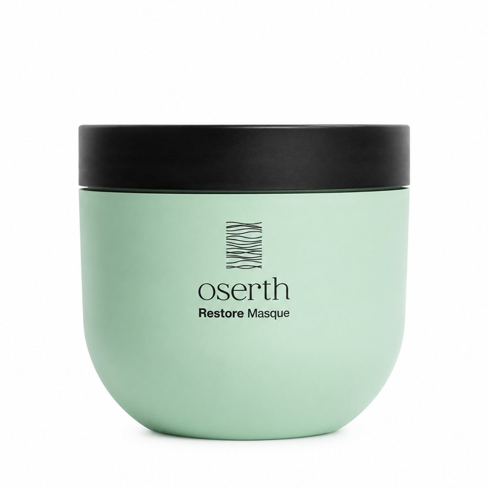 ماسک موی Oserth Restore Masque ساخت سوئد با فرمول وگان، مناسب موهای خشک، آسیب‌دیده، رنگ‌شده و دکلره. آبرسان، ترمیم‌کننده، نرم‌کننده و تقویت‌کننده مو