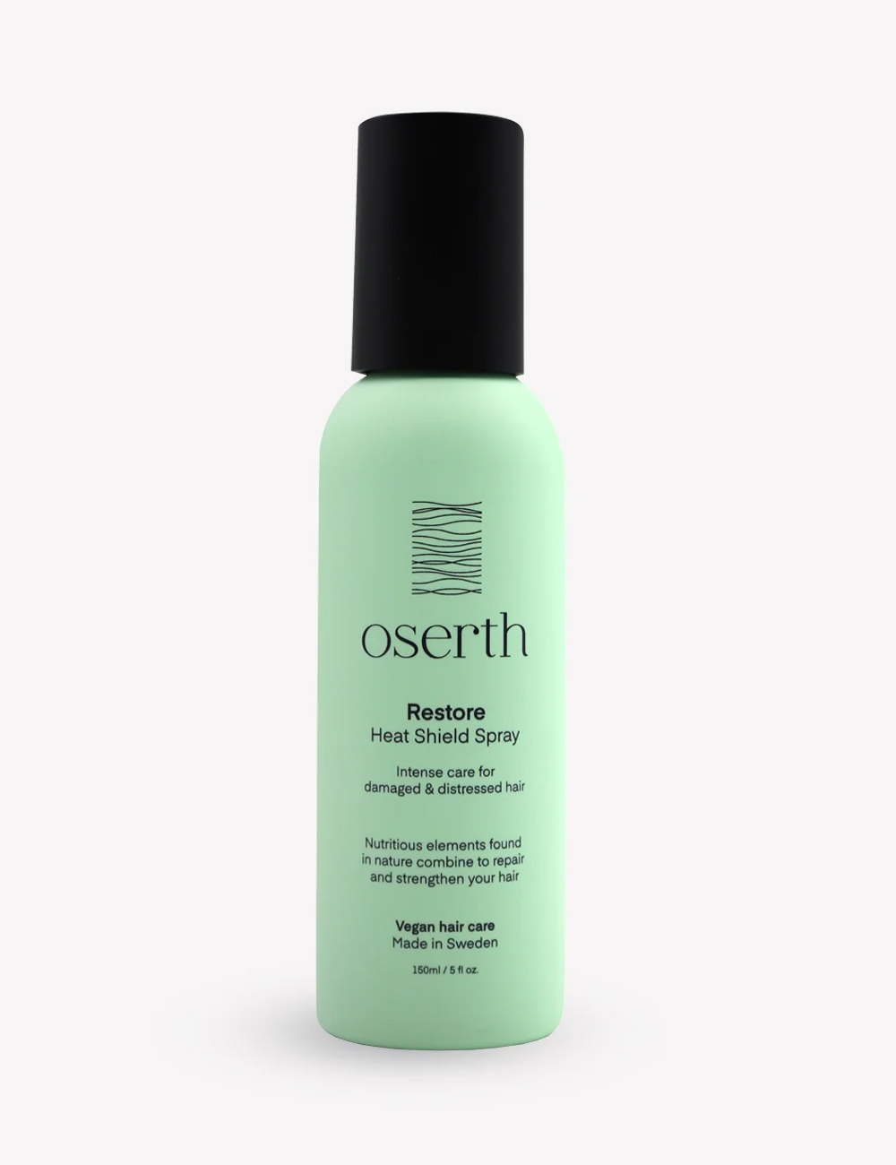 اسپری محافظ حرارت Oserth Restore Heat Shield ساخت سوئد با فرمول وگان، مناسب موهای خشک، آسیب‌دیده، رنگ‌شده و دکلره. محافظ مو در برابر حرارت سشوار و اتوی مو، ضد وز، آبرسان و افزایش‌دهنده نرمی و درخشندگی مو